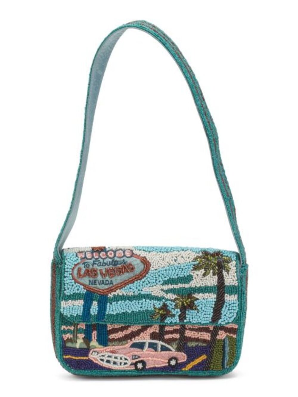 MADE IN INDIA Beaded Las Vegas Mini Flap Shoulder Bag